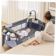 Pack and Play, 5 in 1 Baby Bedside Sleeper with Bassinet, Diaper Classic