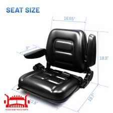 Tractor Forklift Seat Excavator Universal Adjustable Backrest Armrest Safty Belt