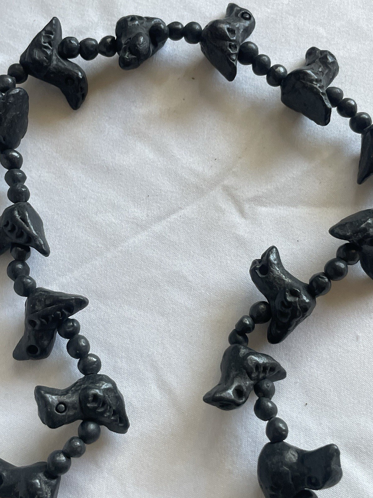Vintage Black Clay Bird Bead Necklace (Barro Negro Style) ~28″ Handmade ...