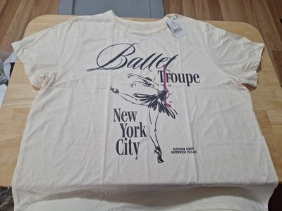 New Women's Size XXL Ballet Troupe New York City T-shirt, White/cream By Zoe...