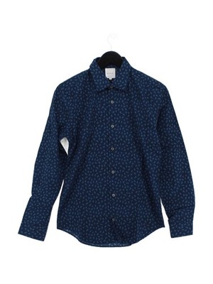 Paul Smith Herren Hemd Kragen: 15 in Blau 100% Baumwolle Basic Neu mit Etikett