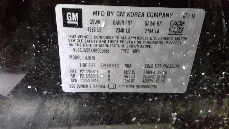 Buick Encore 2017 Brake Master Cylinder Vin B 8th Digit 1471 - Image 4 of 4