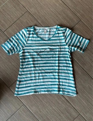 Damen T-Shirt Gr. 42, Joy, Türkis Weiß Gestreift,