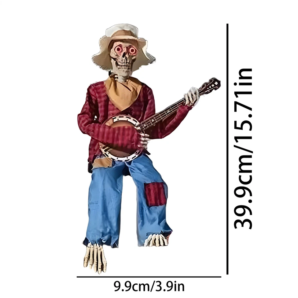 Halloween Esqueleto Divertido Animado Musical Duelo Banjo Esqueletos Decoración Foto 3 de 4