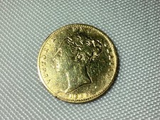 1869 Victoria Gold Half Sovereign Coin Young Head Shield Back