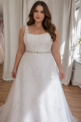 HBH Brautmode I Curvy Brautkleid A-Linie mit Raffung Einzelstück Gr.46,48,50 - Bild 1 von 4