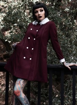 NWT Lively Ghosts  The Sabrina  jacket coat burgundy 5X gothic button down long