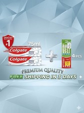 Colgate Teeth Whitening Toothpaste 75ml + 4x premier Clean Medium Manual Toothbr 22.63 per litre
