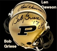 BOB GRIESE & LEN DAWSON AUTOGRAPHED SIGNED BOILERMAKERS MINI HELMET wAP/COA