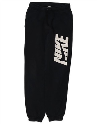 Nike Womens Graphic Tracksuit Trousers Joggers UK 4 XS  Black Cotton UV27