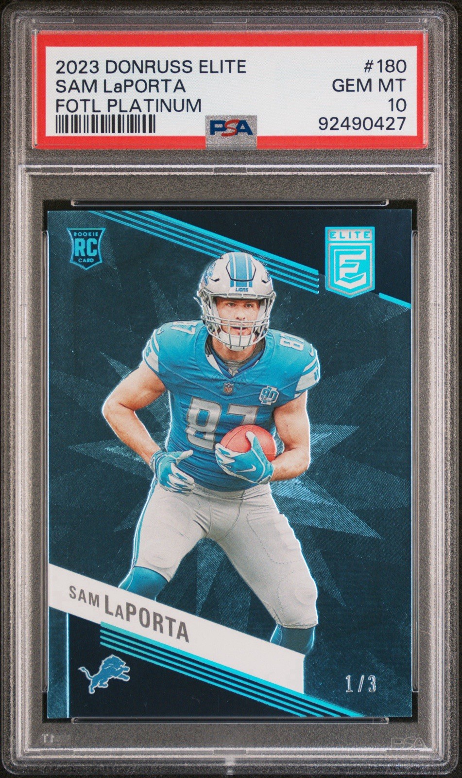 Sam LaPorta Panini Donruss Elite #180 Fotl Platinum