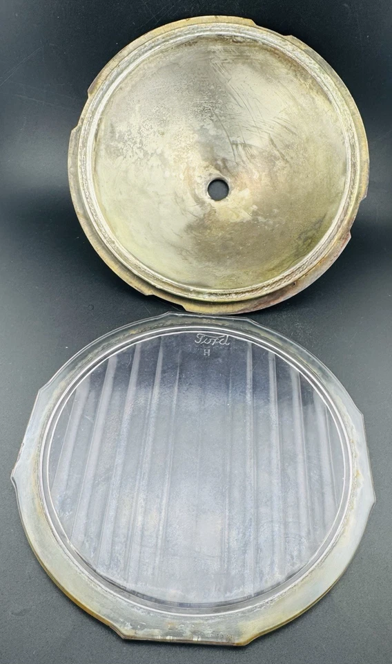 Antiguo Conjunto de Faros Ford Modelo T Y Lente "H" Script 8" Raro Años 20 Foto 2 de 4