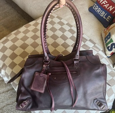 Authentic Balenciaga Neo City XL Bordeaux Leather Rust Hardware Demna Archive