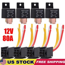 2/4 sets Car Relay 12V 80A SPST 4-pin Heavy Duty Relay Car DC Normal Open Relay