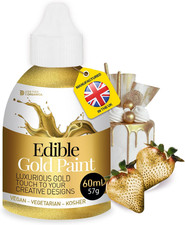 Gold Edible Paint 60 Ml - Edible Gold Paint for Cake Decorating – Food Colour...