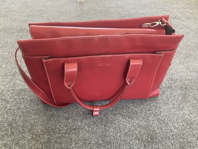 CompuCase Red Laptop PC Leather Case With Several Pockets 18''x11'x6'