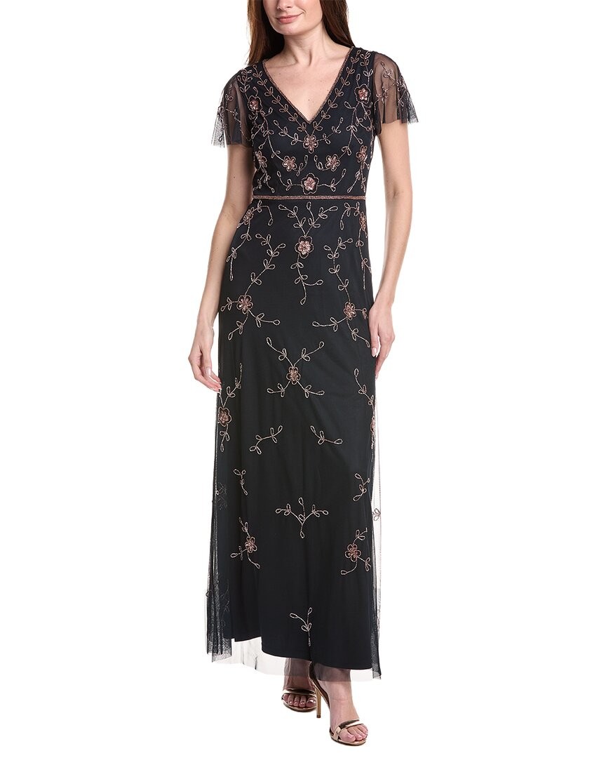 Adrianna Papell Bead V Neck Long Dress Women's | eBay