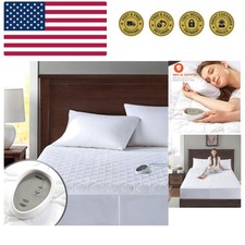 Heated Mattress Pad Twin Size  Zone Heating Electric Bed Warmer W/Auto Shut ...