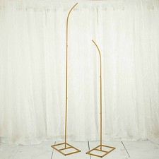 2 Gold Curved Top Metal Floral Display Frames Arch Backdrop Stand Set Events