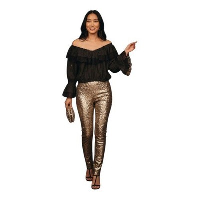 NWT Reformation Elise Top Blk Off Shoulder Ruffle Lace Bell Sleeve Cropped XL