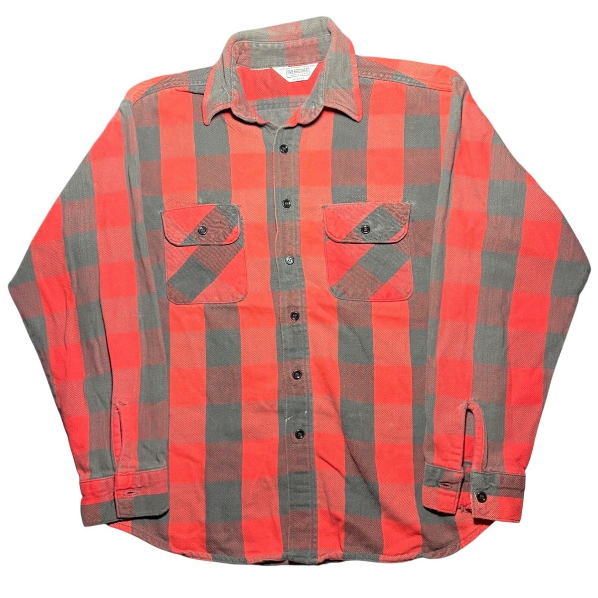 80's FIVE BROTHER®︎ Flannel Shirts Vintage Five Brothers Flannel Large Mens Plaid Shirt Heavyweight