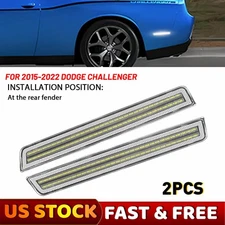 [Clear] White LED Side Marker Light For 15-22 Dodge Challenger Rear Bumper Lamp