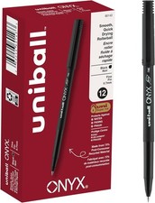 uniball Onyx Rollerball Pens, Fine Point 0.7mm , 1 Count Pack of 12 , Black