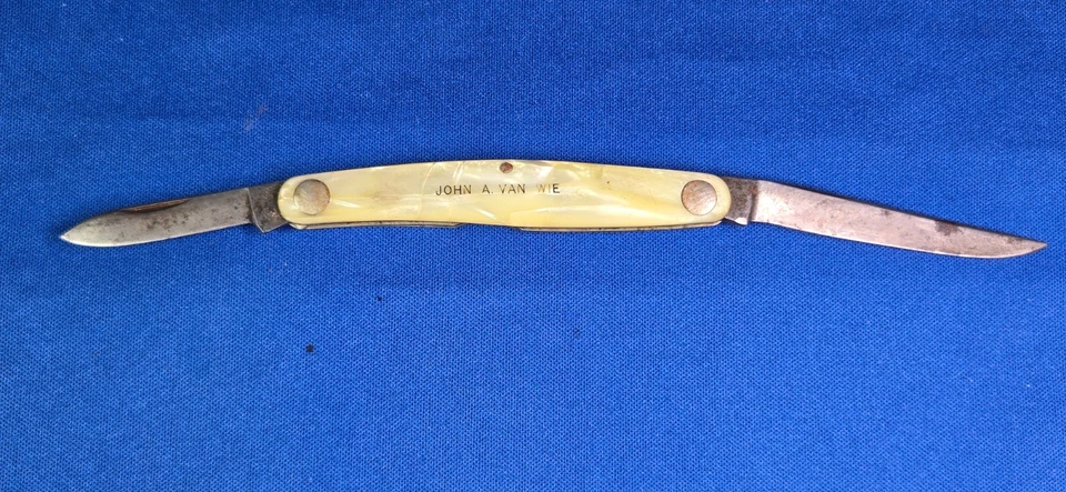 Navaja de bolsillo vintage Western States 2 hojas 1911-1950 Boulder Colo. Hielo agrietado Foto 2 de 4