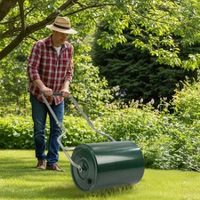 16in Heavy Duty Steel Lawn Roller, Garden Rolle,Hand Roller with U-shaped Handle