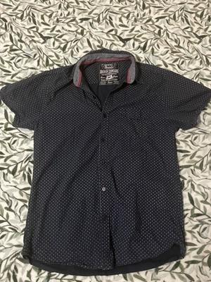 Broken Threads Men s Navy Dot Button Down Shirt Size Medium 100% Cotton