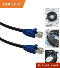 20m Black CAT 6 Ethernet Cable - Weatherproof, 1000Mbps, Direct Burial Ready