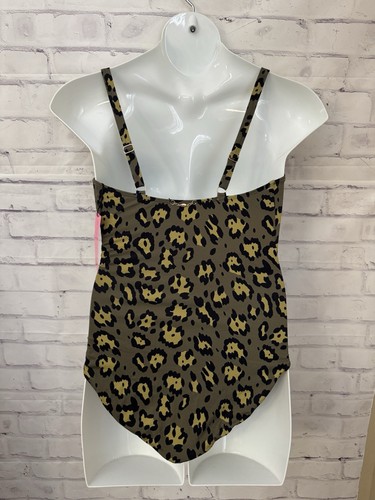 Betsey Johnson XL One Piece Bandeau Fancy Leopard Animal Print Swimsuit New - Picture 4 of 10