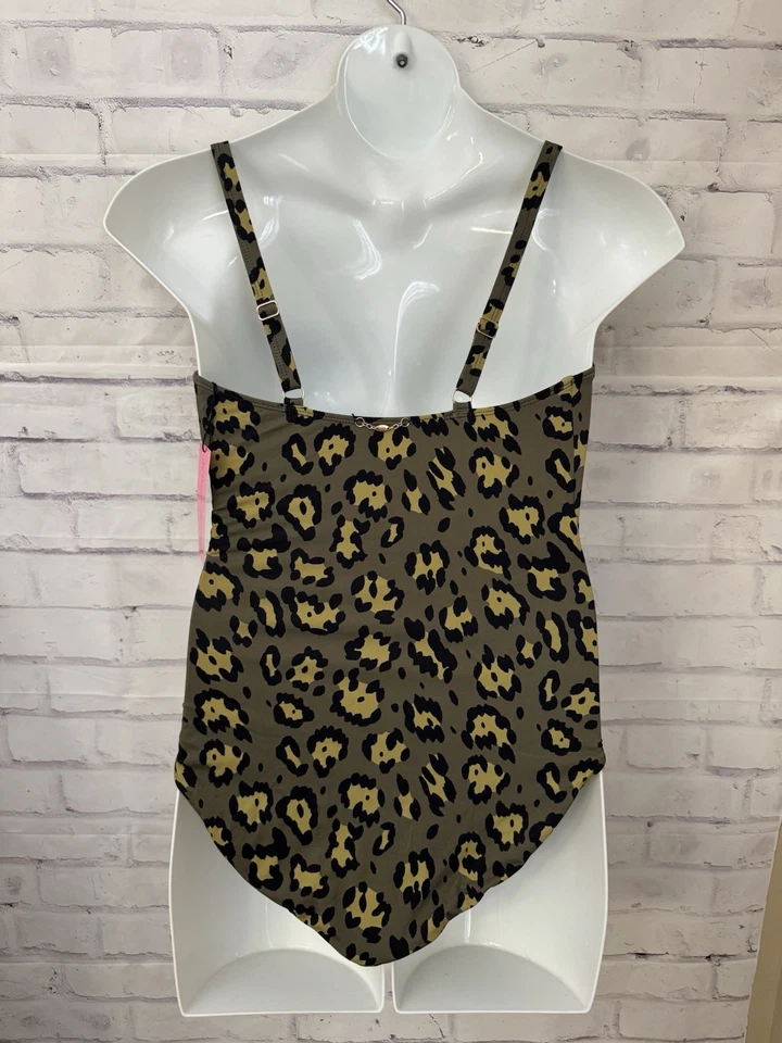 Traje de baño Betsey Johnson XL de una pieza bandeau elegante estampado animal de leopardo nuevo Foto 4 de 4