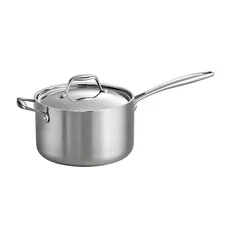 Signature Tri-Ply Clad Stainless Steel 4-Quart Sauce Pan with Lid, Induction-...