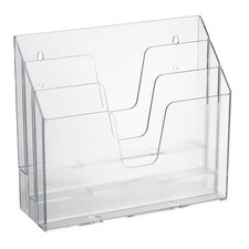 Acrimet Horizontal Triple File Folder Holder Organizer Clear Crystal Color 