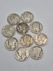 🔥 Lot of 10 Mercury Dimes 90% Silver Various Dates Circulated