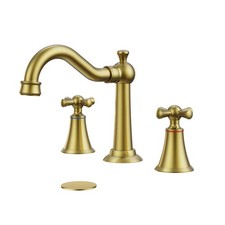 8 Inch Widespread Bathroom Sink Faucet Brushed Gold, 3 Hole 2 Cross Handles V...