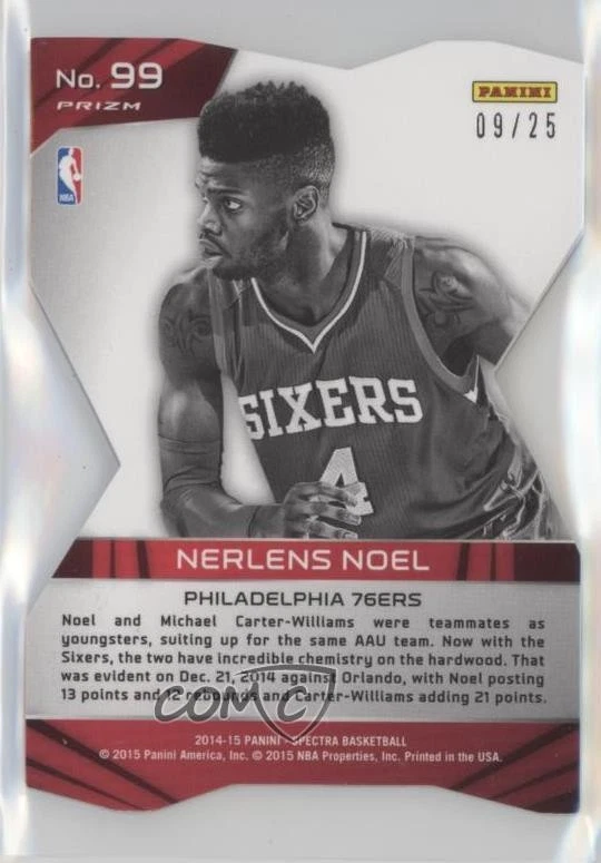 2014-15 Panini Spectra Red Die-Cut Prizm /25 Nerlens Noel #99 - Image 2 of 2