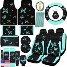 Bbto 47 Pcs Car Seat Covers Full Set Butterfly Women Green Black Bbto 47 Pcs Car Seat Covers Full Set Butterfly Women Green Black
