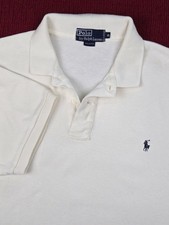 Polo Ralph Lauren Mens XL Shirt Cream w Embroidered Navy Pony Logo Short Sleeve