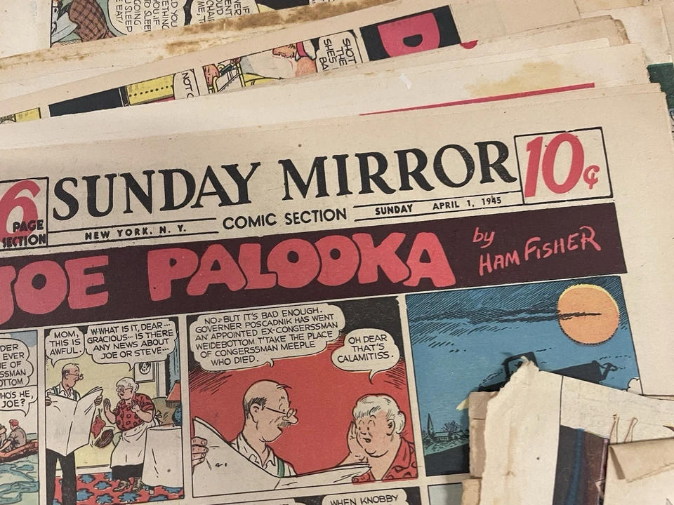 LOTE de desenhos animados animação vintage de desenhos animados N9 tiras de quadrinhos década de 1940 1950 jornal engraçado - Imagem 2 de 4