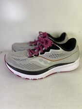 Saucony Ride 14 Women  s 6.5 Running Shoes Gray Pink Lace Up Athletic Comfort