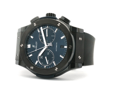 Hublot Classic Fusion Blue Dial Black Ceramic Chronograph 45MM 521.CM.7170.LR