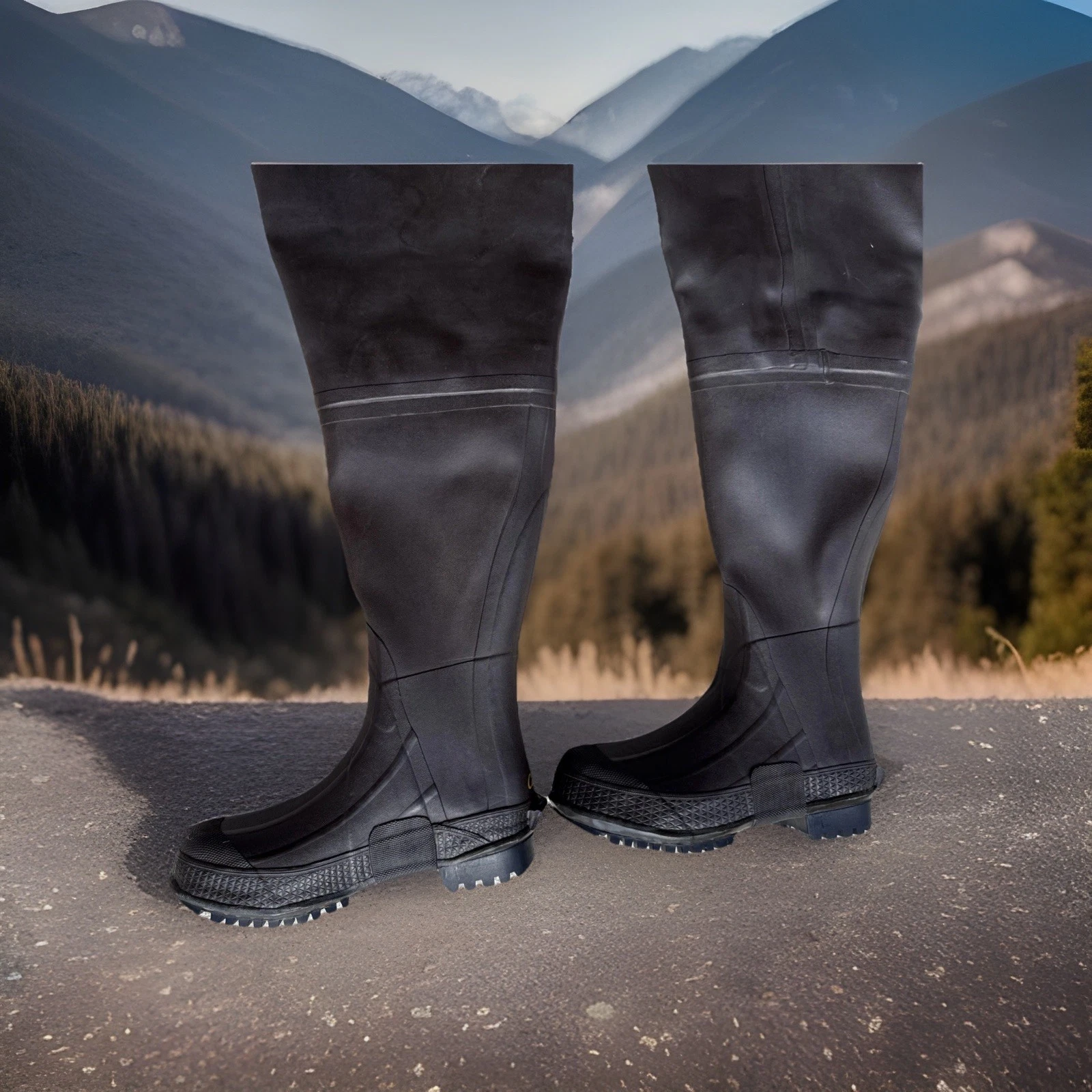 Cabelas Mens Brown Rubber Hip Waders Steel Shank Fishing Boots 7M, Hunting