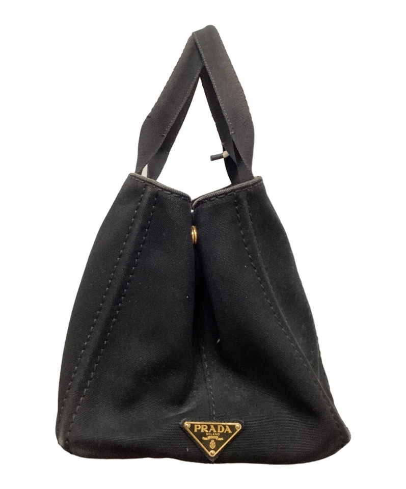 PRADA CANAPA Handbag Tote bag Shoulder bag Canvas Black Casual Authentic - Image 2 of 4