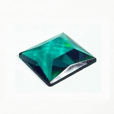 Stained Glass Jewels - 25mm Square Faceted - Blue Green 1 inch Flat Back