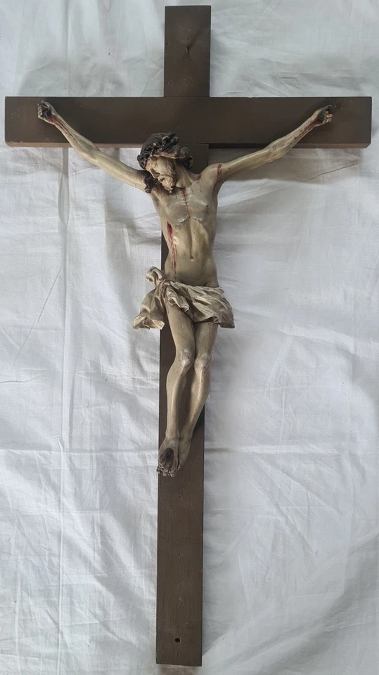 TOLLER BAROCK CHRISTUS am KREUZ HOLZ JESUS FIGUR 18. Jhd. KIRCHE ALTAR SKULPTUR - Bild 2 von 4