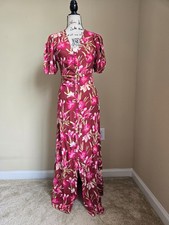 Faherty sorrento maxi dress womens S button front short sleeve floral