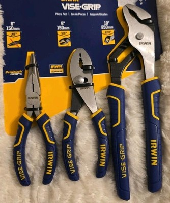 IRWIN VISE-GRIP Pliers Set 3pc 6'' 6'' 10'' ProTouch Blue/Yellow