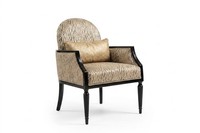 Sessel Elegantes Design Beige Gemusterter Stoff Holzrahmen Stil Modern